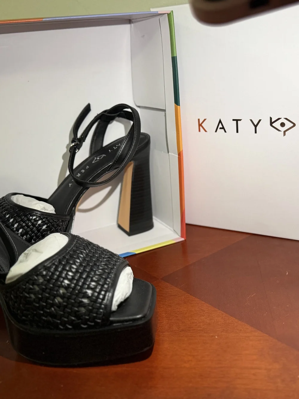 The Steady Ankle Strap Black Woven Platform Sandal